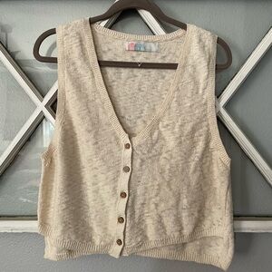 Cream Sleeveless Knit Top